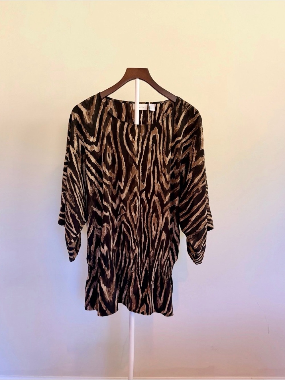 Chico’s Leopard Animal Print Tunic Top Size 3/US 16 (XL) Peplum Blouse